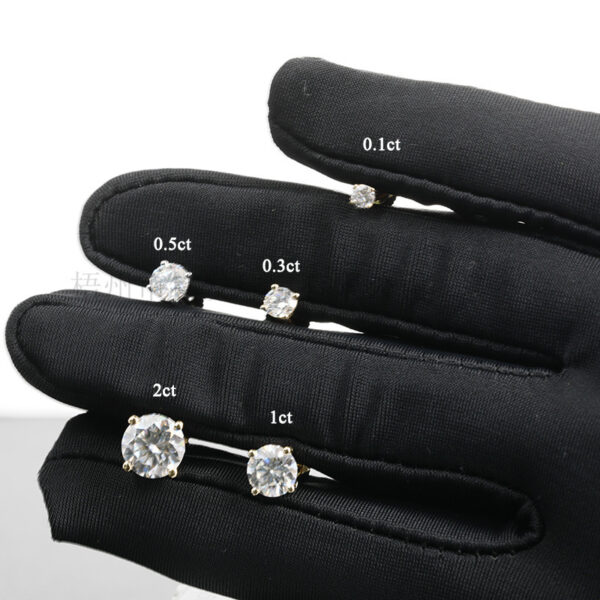 Classic 4-Prong Moissanite Solitaire Stud Earrings - Image 5