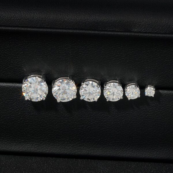 Classic 4-Prong Moissanite Solitaire Stud Earrings - Image 4