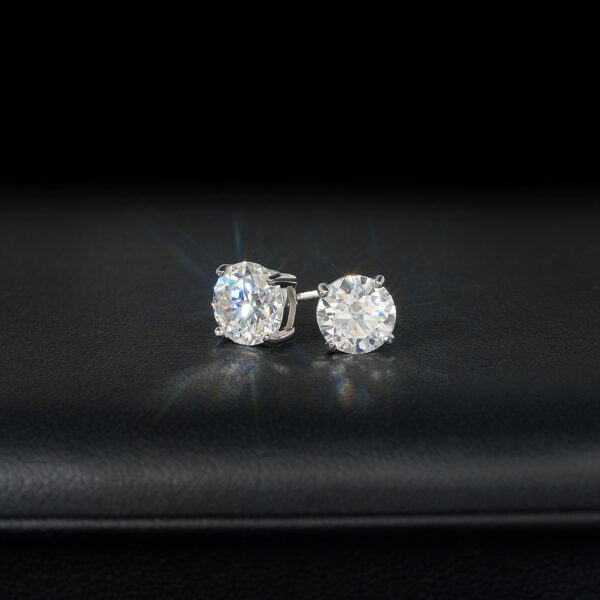 Classic 4-Prong Moissanite Solitaire Stud Earrings - Image 3