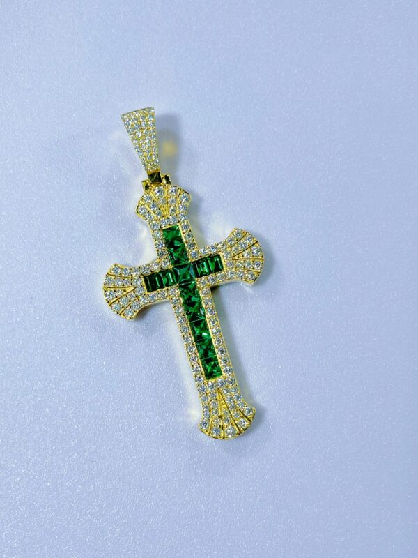 Sterling Silver Emerald Cross Pendant