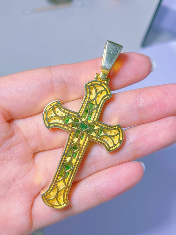 Sterling Silver Emerald Cross Pendant - Image 7