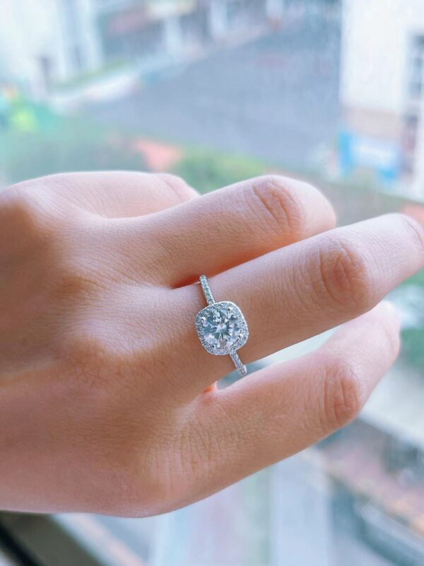 Micro Pave Square Moissanite Engagement Ring - Image 4