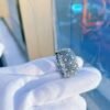 Blue & White Moissanite Thick Band Pave Ring - Image 3