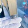 Blue & White Moissanite Thick Band Pave Ring - Image 2