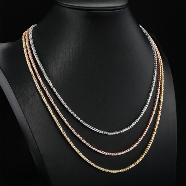 2mm Tennis Chain in Silver Moissanite Necklace - Image 3