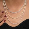 Unisex 2 mm VVS moissanite tennis chain on neck