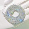 Detail close-up of moissanite stones on 5mm iced out chain