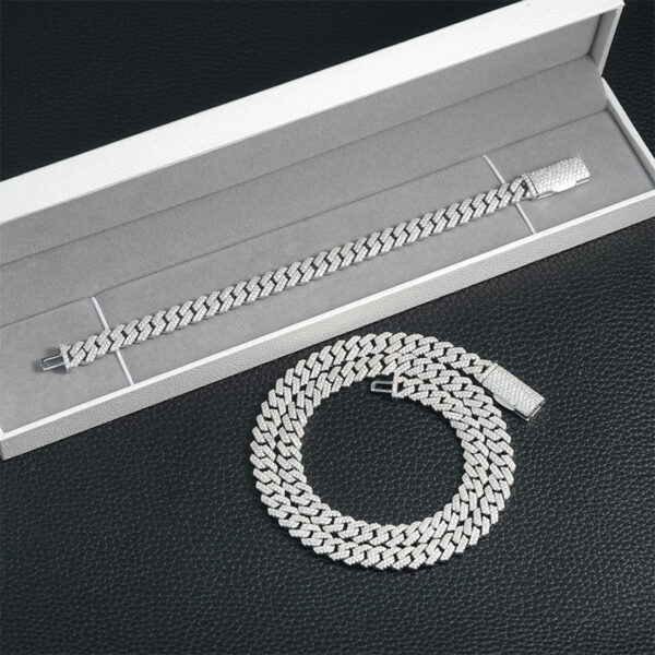 8mm Double Row Full Pavé Moissanite Cuban Chain Necklace - Image 2