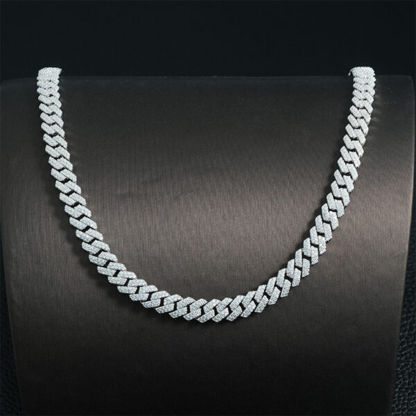 8mm Double Row Full Pavé Moissanite Cuban Chain Necklace - Image 3