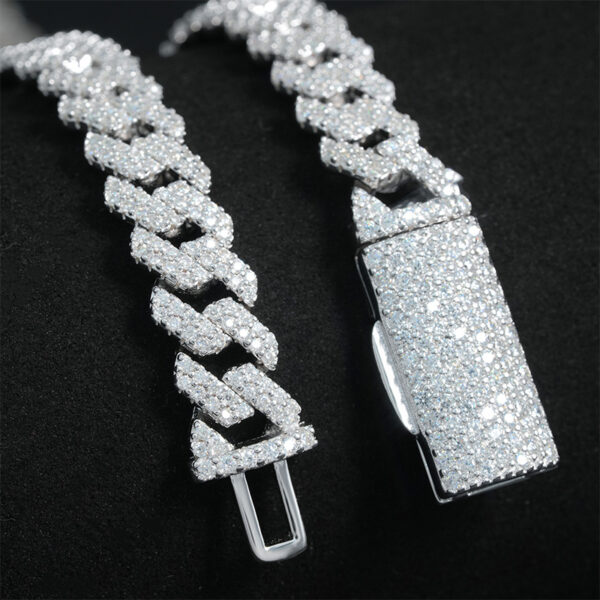 8mm Double Row Full Pavé Moissanite Cuban Chain Necklace - Image 6