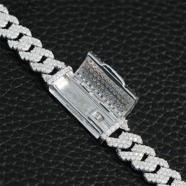 8mm Double Row Full Pavé Moissanite Cuban Chain Necklace - Image 5