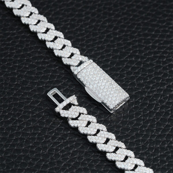 8mm Double Row Full Pavé Moissanite Cuban Chain Necklace - Image 4