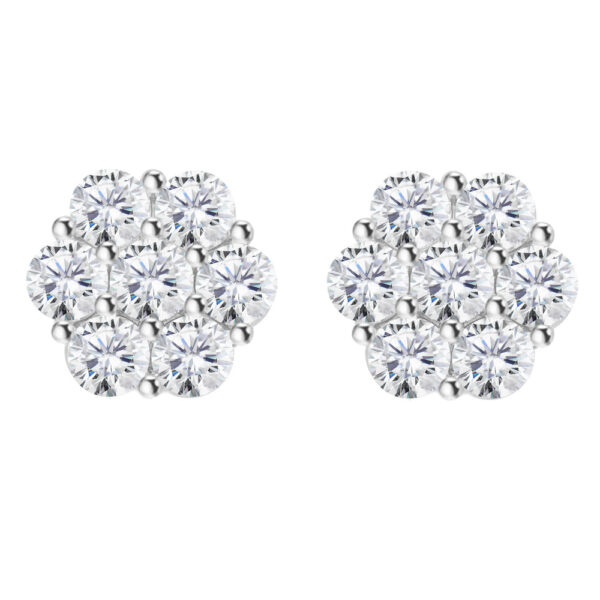 Flower Stud Earrings in Silver Moissanite - Image 2