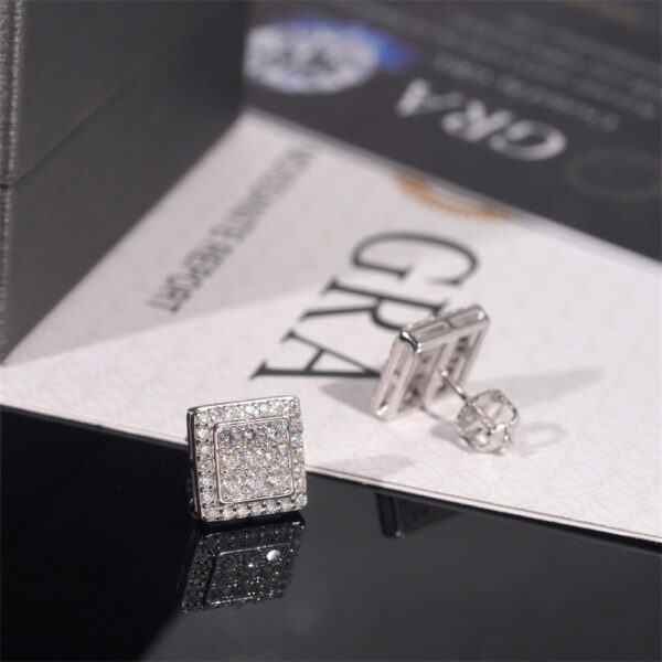 Classic Moissanite Square Stud Earrings - Image 2