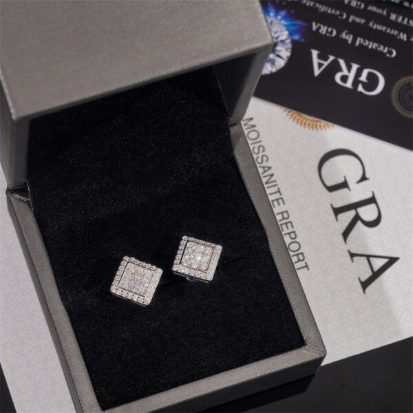 Classic Moissanite Square Stud Earrings - Image 3