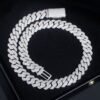 14mm Flat Cuban chain in 925 silver VVS moissanite displayed flat to show link polish and shine