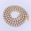 Front view of stainless steel tennis chain in gold color