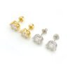 SKU chart showing sizes and gold color options for moissanite stud earrings