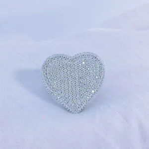 Sterling Silver Heart-Shaped Full Pavé Ring