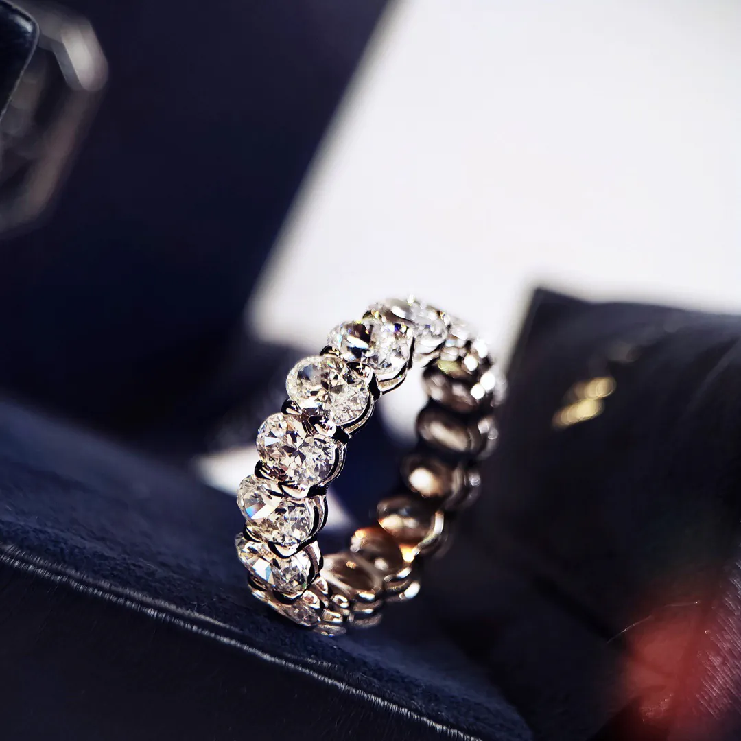 D Colored Moissanite Oval Eternity Band Ring - Image 2