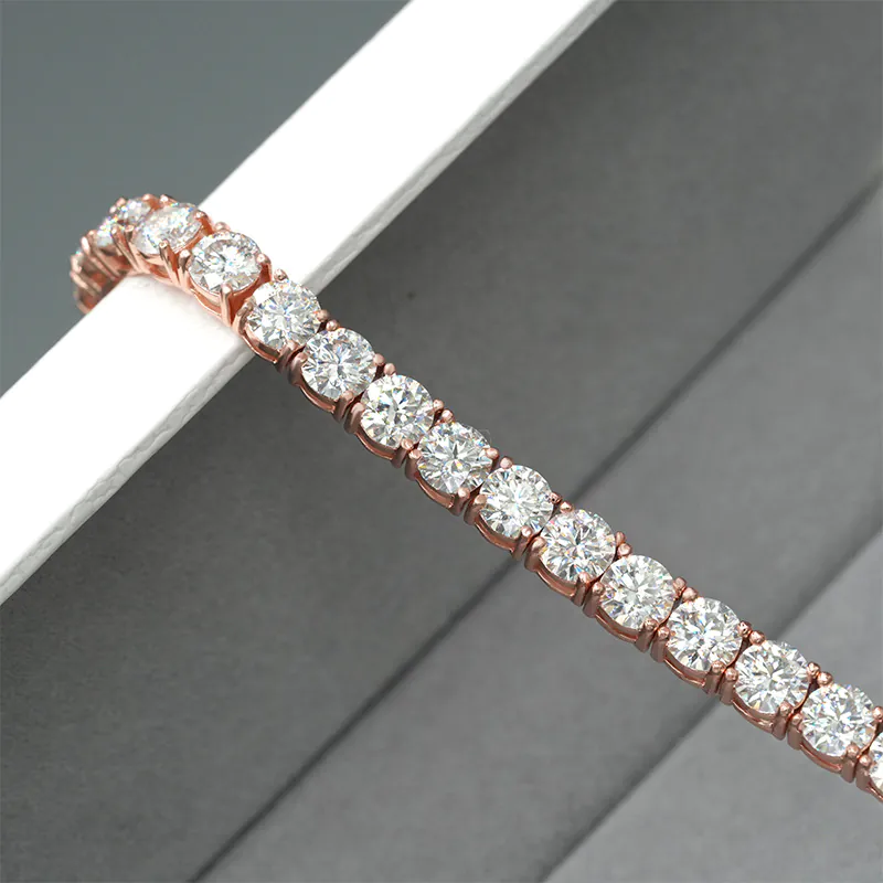 Rose gold 5mm tennis chain placed over a jewelry box for aesthetic display