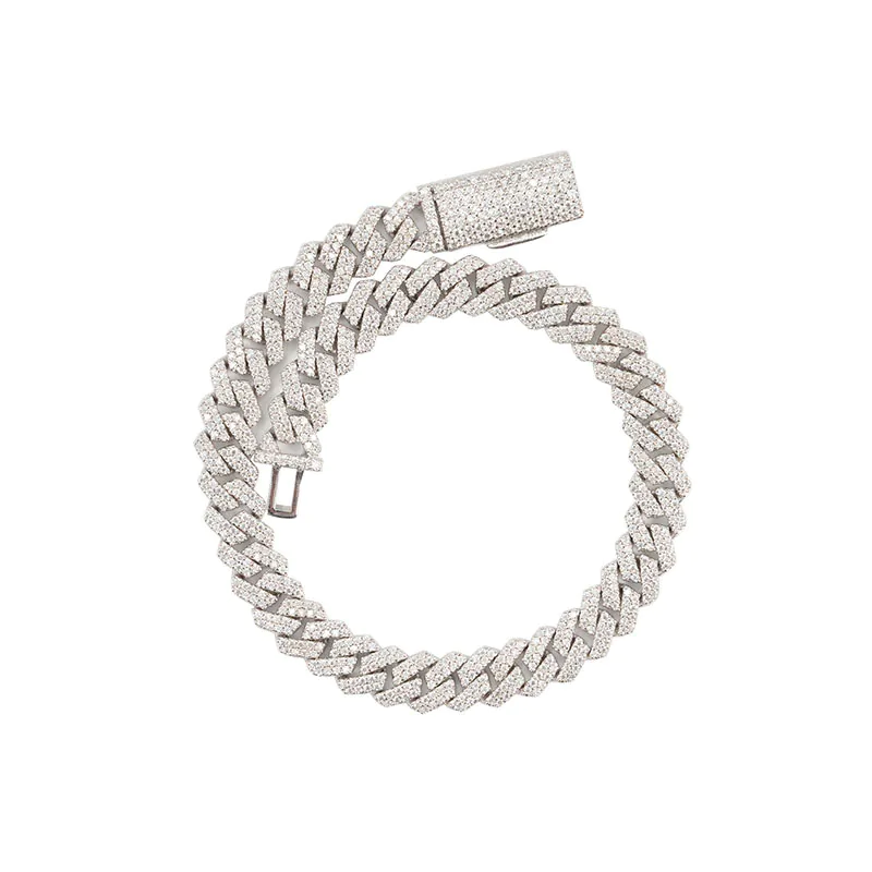 8mm Double Row Full Pavé Moissanite Cuban Chain Necklace