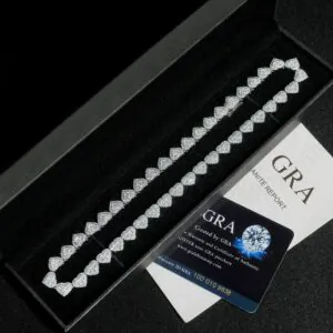 Heart link tennis bracelet with GRA certified stones