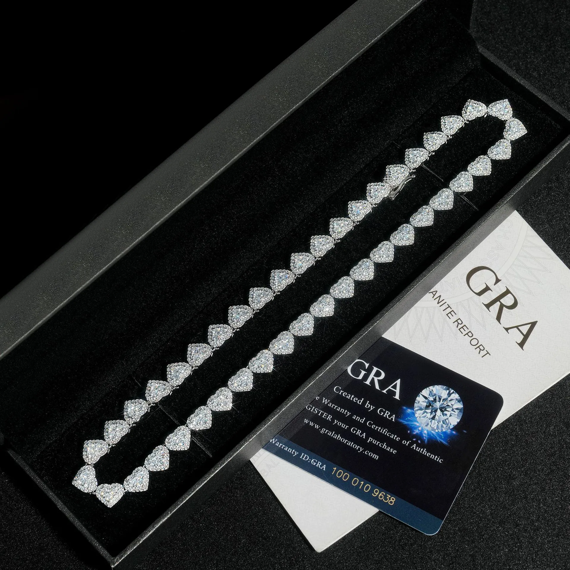 8mm iced out heart tennis chain with VVS moissanite stones