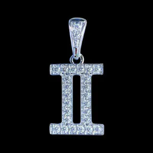Iced Out Gemini Pendant – Zodiac Piece, VVS Moissanite, Gold Plated