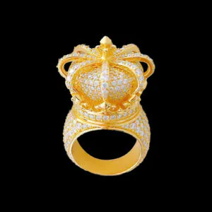 King Crown Shape Ring Wedding Crown Shape Cluster Ring For Unisex 14K Gold Finish 925 Sterling Silver Handmade