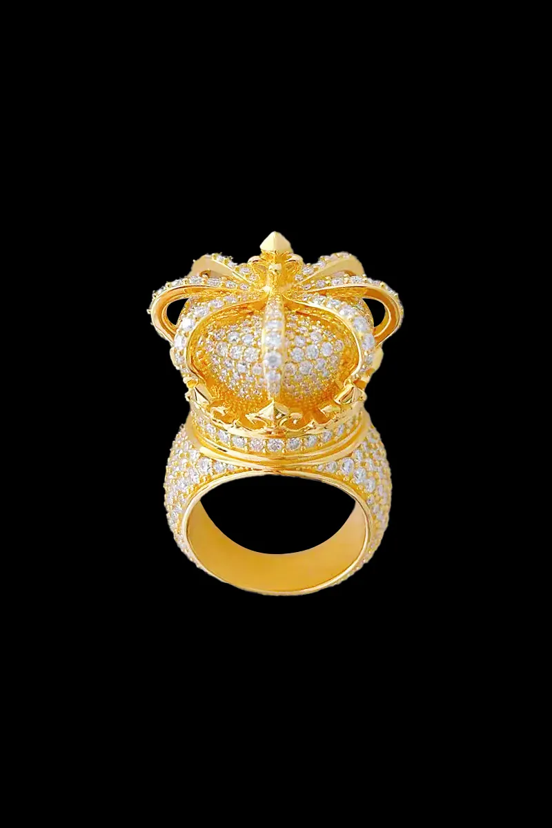 King Crown Shape Ring Wedding Crown Shape Cluster Ring For Unisex 14K Gold Finish 925 Sterling Silver Handmade