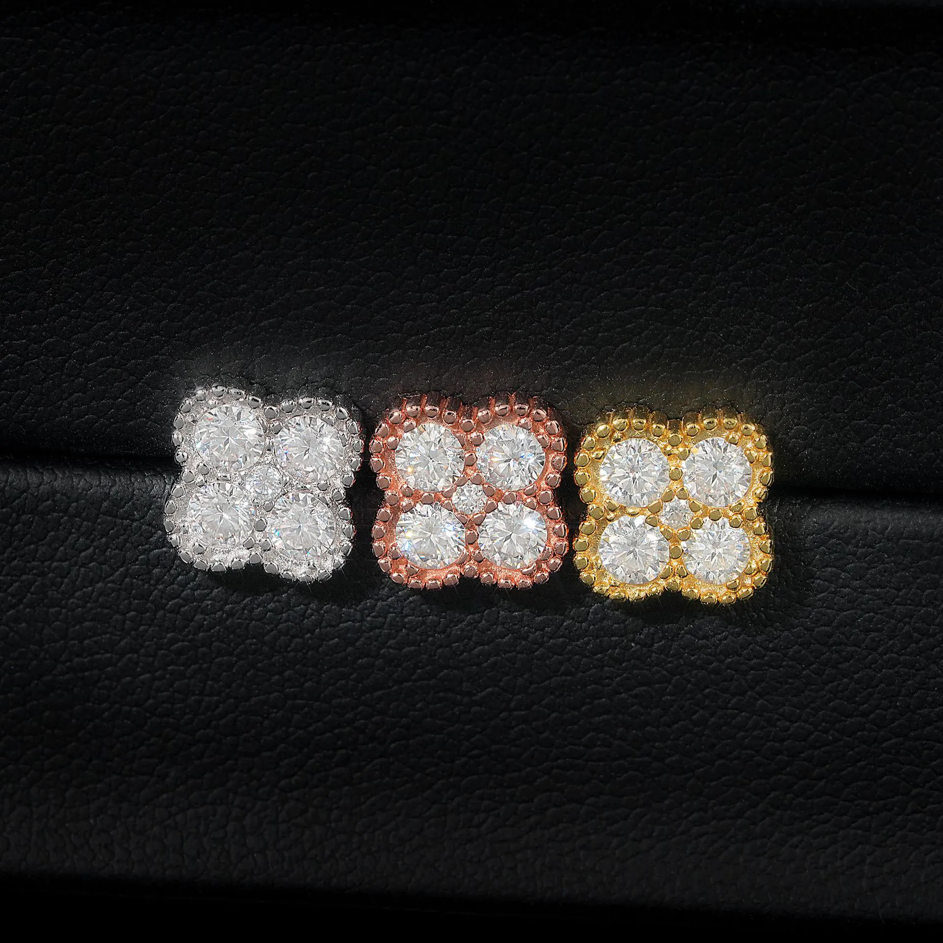 925 Silver Moissanite Four-Leaf Clover Earrings
