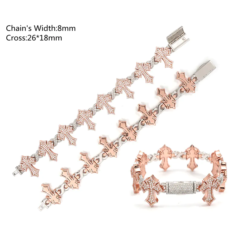 Moissanite Cross Chain Bracelet - Image 3