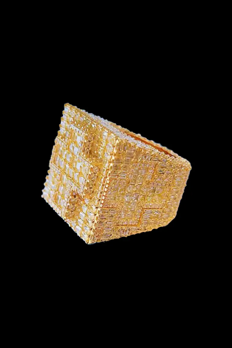 square cross championship ring-hip hop iced out ring for men-mens high end Jewelry