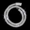 10MM Spiked Moissanite Cuban Link Chain in sterling silver with VVS moissanite,   14K white gold plated,   iced out hip hop jewelry on black background