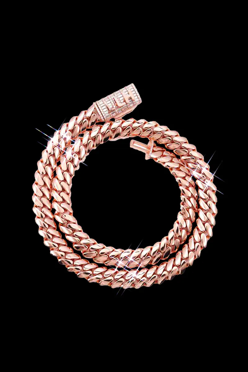 12mm Cuban Link Chain- Bold Chain for Men - 14K Rose gold