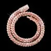 12mm Big Cuban Chain Rose Gold in sterling silver,   iced out with moissanite,   custom box clasp hip hop necklace displayed on black background