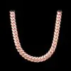 12mm Big Cuban Chain Rose Gold necklace in sterling silver,   iced out with moissanite,   hip hop jewelry displayed on mannequin bust
