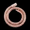 12mm Big Cuban Chain Rose Gold in sterling silver,   iced out with moissanite,   custom box clasp hip hop necklace displayed on black background