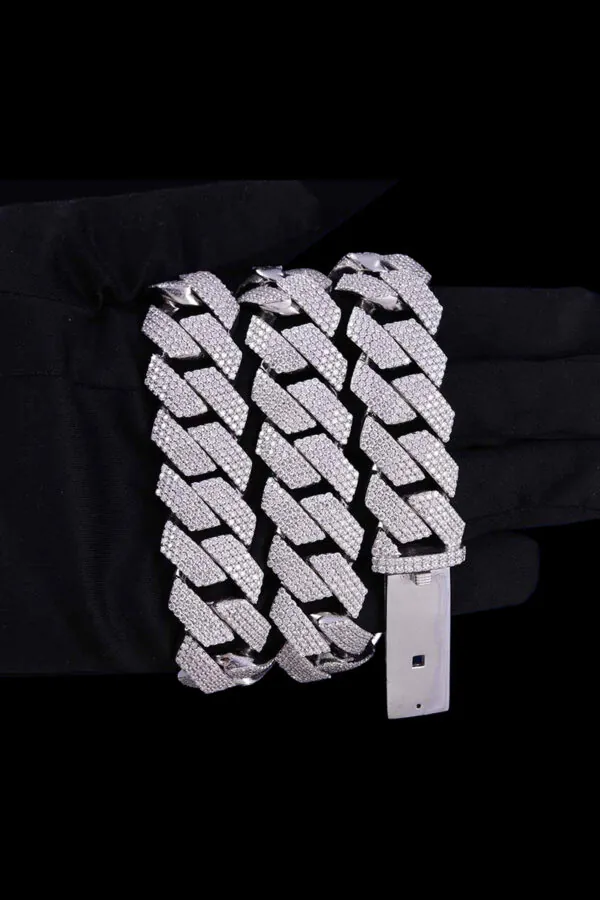 Detailed view of 4-row iced out Cuban chain