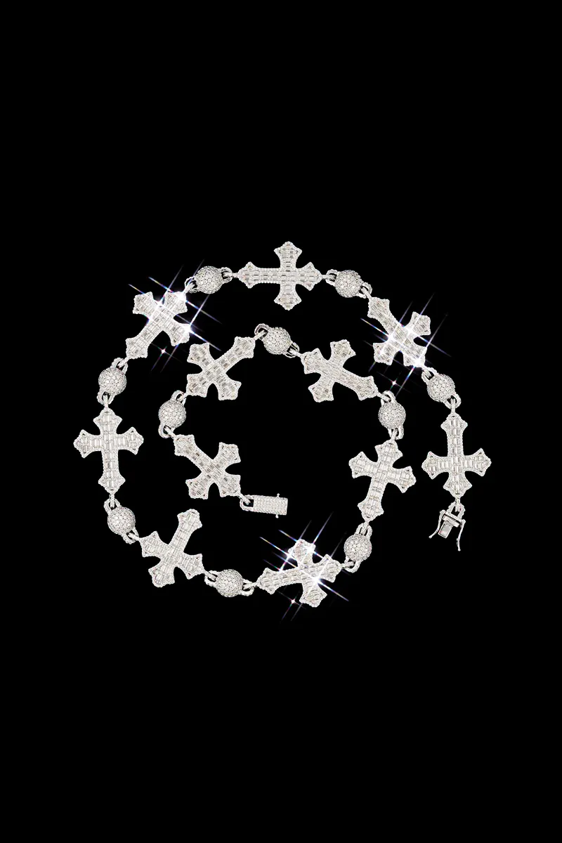 Custom moissanite cross link necklace for men