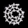 Cross Infinity Link Chain necklace in sterling silver with VVS moissanite,   14K white gold plated,   iced out hip hop jewelry on black background