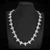 Cross Infinity Link Chain necklace crafted in sterling silver with VVS moissanite,   14K white gold plated,   hip hop jewelry displayed on mannequin bust