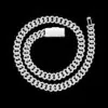Back view of Custom Clasp 16MM Moissanite Cuban Link Chain in sterling silver with rose gold plating,   FATBOY custom clasp on black background