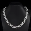 14mm Bolt Link Chain necklace sterling silver iced with VVS moissanite,   14K white gold plated,   hip hop necklace on mannequin bust display