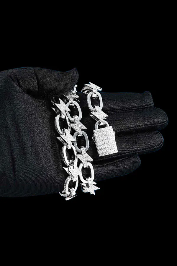 VVS moissanite bolt chain with micro pave