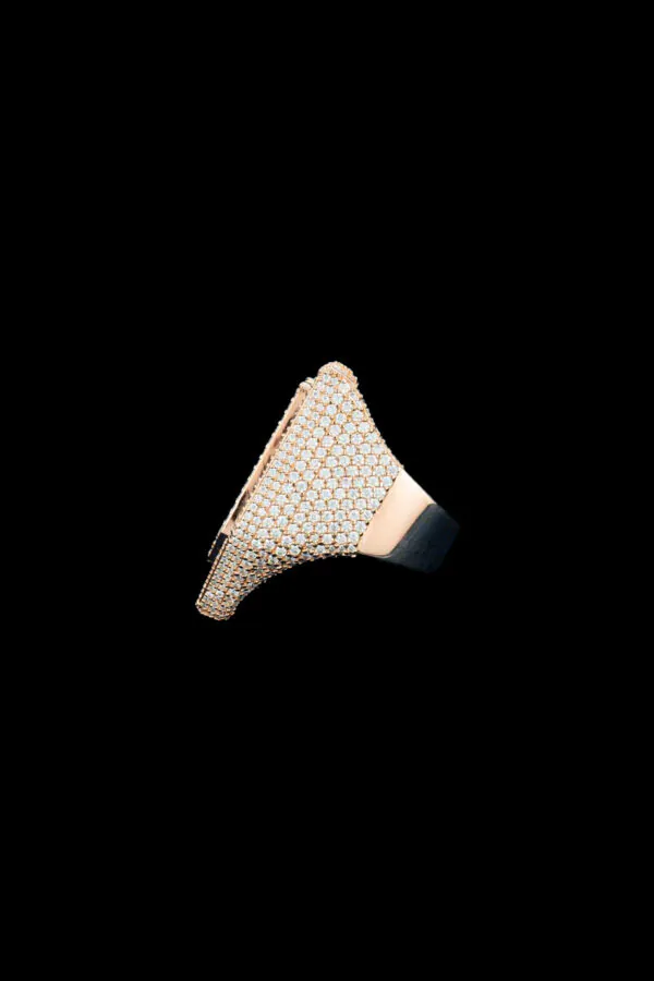 Close-up of hand-set moissanite stones