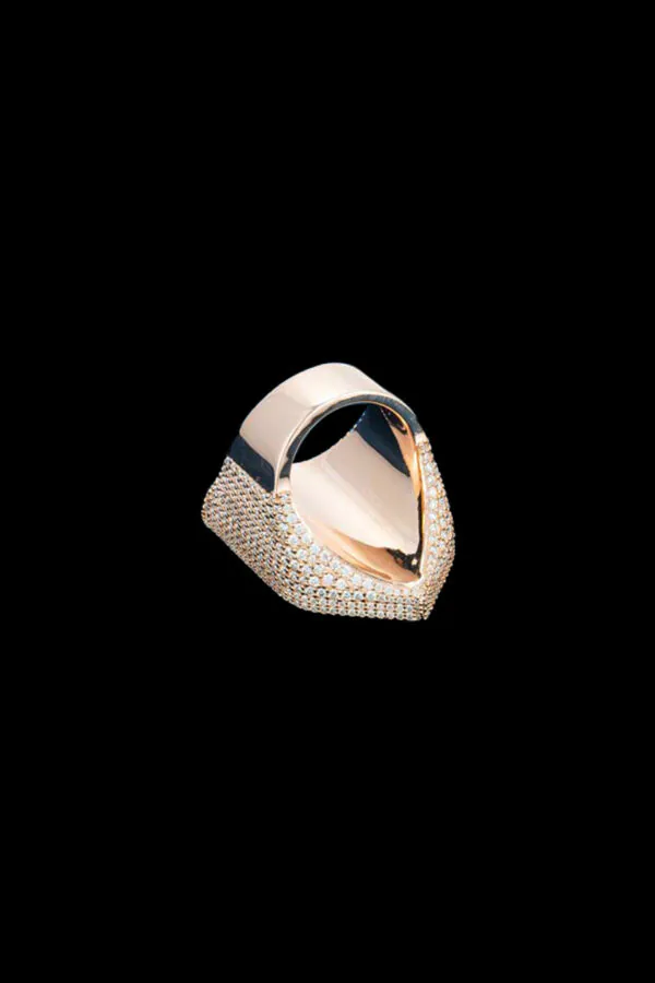 Micro pave custom ring with polished finish