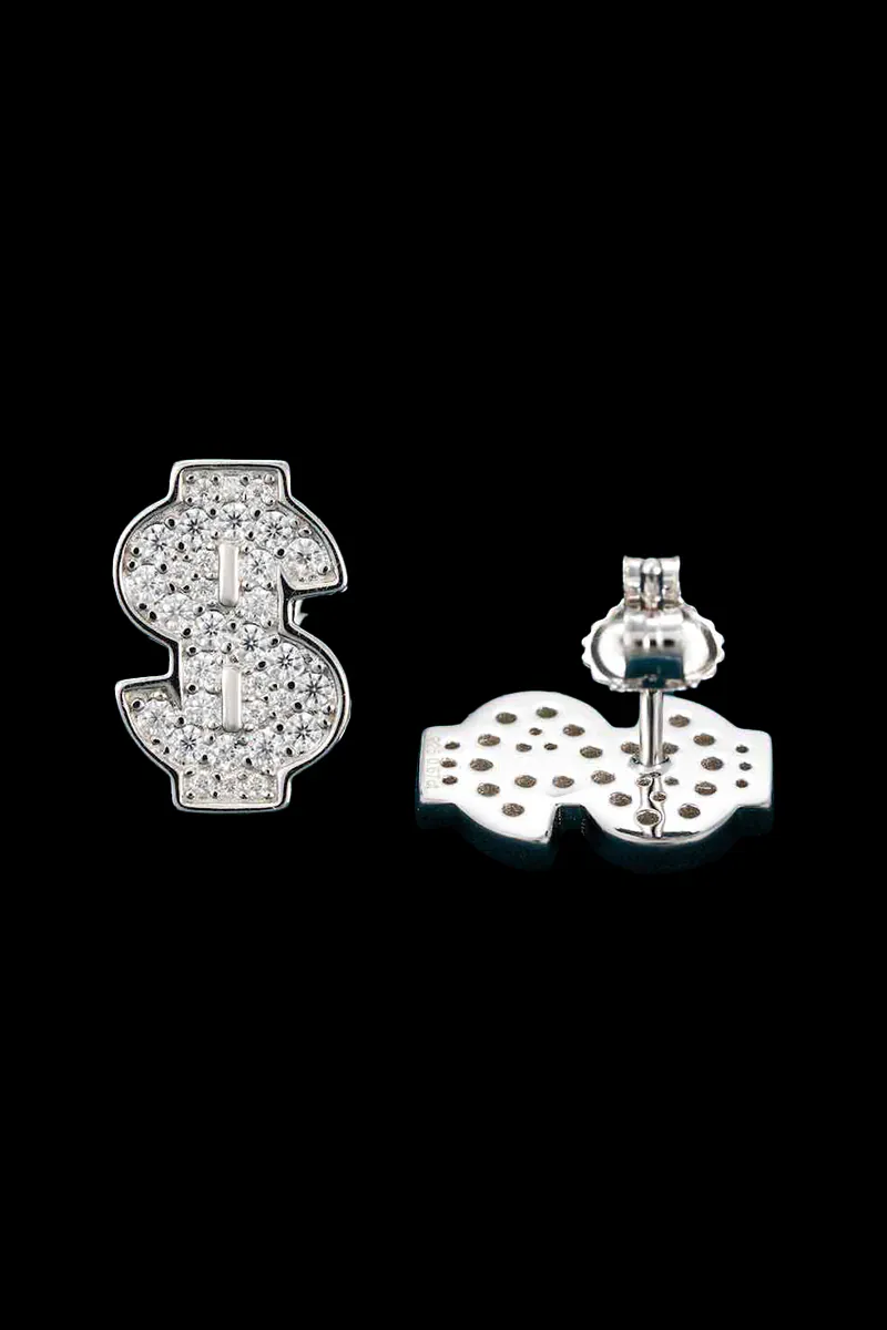 Hand-set micro pave dollar earrings