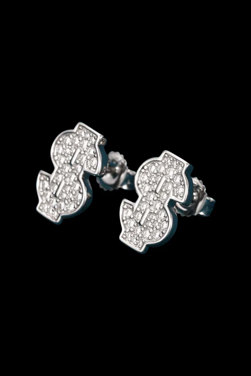 Iced out dollar stud earrings VVS moissanite